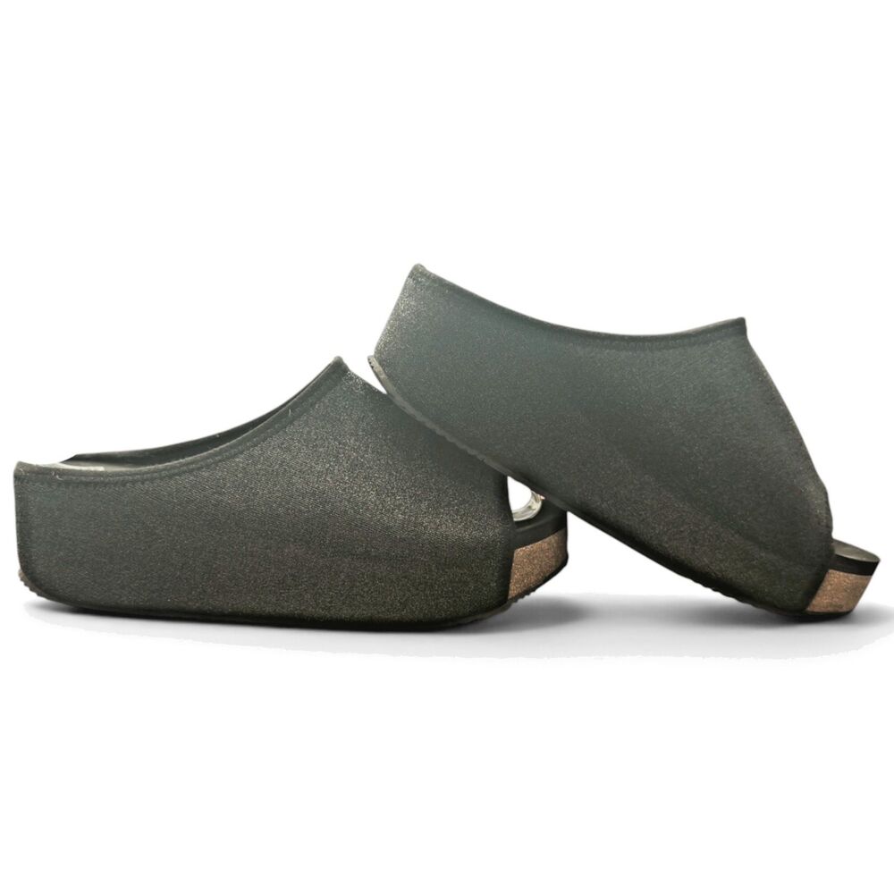 volatile festina black shimmer wedge slide sandals cork platform comfort size 9 - Picture 2 of 8